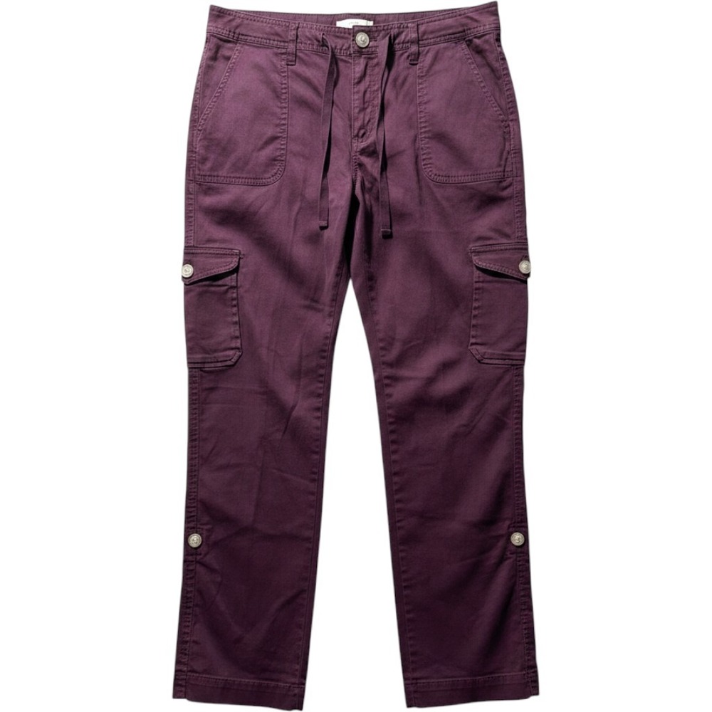 LL Bean Favorite Fit Cargo Pants Womens 10 Reg Plum Purple Cotton Stretch 271460
